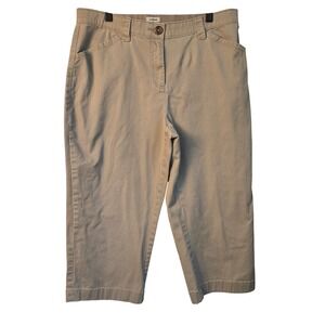 LL Bean Classic Fit Petite Casual Khaki Capris Pants Women Size 14P